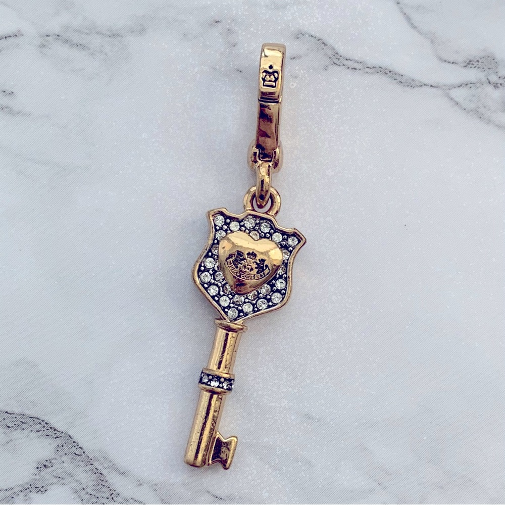 Vintage Juicy Couture Gold Tone Pave Rhinestone Key Charm